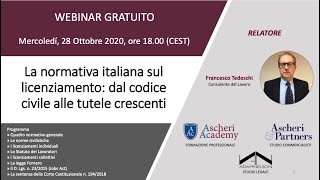 Webinar La normativa italiana sul licenziamento dal codice civile alle tutele crescenti [upl. by Doro]