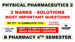 2 Marks Solutions  Physical pharmaceutics 4th semester important questions  Carewell Pharma [upl. by Seltzer443]