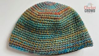 BEGINNER How to Crochet Blue Green Mens Beanie Hat [upl. by Skye]