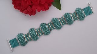 Even Count Peyote Bracelet Tutorial with Different Sized Beads Using Beebeecraft Products [upl. by Naibaf819]