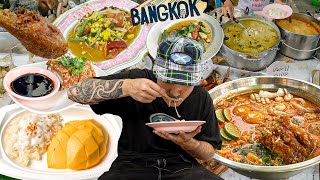 THAI FOOD TOUR IN BANGKOK THAILAND CURRY PAPAYA SALAD FRIED CHICKEN CRISPY PORK TOM YUM [upl. by Neliak]