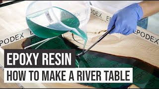 Pour Epoxy Resin River Table Yourself  Instructions Tutorial  EPODEX [upl. by Ymot]