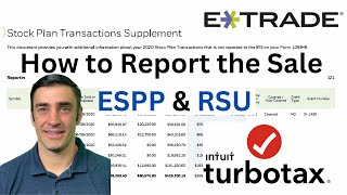 How to report sale of ESPP and RSU on tax return – TurboTax 1 [upl. by Cnahc471]