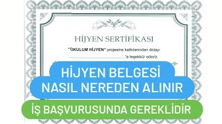 Hijyen Belgesi Nasıl Alınır  Temizlik Hijyen Sertifikası Nasıl Alınır [upl. by Capriola]