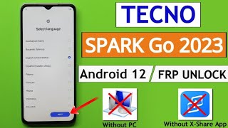 Tecno Spark Go 2023 FRP Bypass Android 12 Update  Tecno BF7 Google Account Bypass Without Pc [upl. by Elberfeld150]