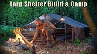 Bushcraft Overnighter  Tarp Shelter build [upl. by Annaitat517]