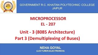 EL 207 Unit 3 Demultiplexing of Buses in 8085 by Neha Goyal from R C Khaitan Jaipur [upl. by Gaspard571]