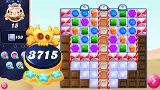 Candy Crush Saga Level 3715  Nightmarishly Hard Level  No Boosters  3 Sugar Stars 🌟🌟🌟 [upl. by Kamaria]