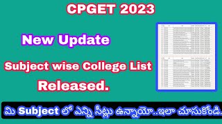 CPGET 2023  Subject wise College list released  Check your course colleges  Cpget updates  pg [upl. by Domeniga]