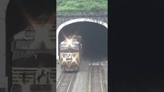 NS Manifest Exits Gallitzin Tunnel with Wells Fargo SD70MAC train norfolksouthern shorts [upl. by Tobin]