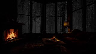 Restful Escape Rain and Fireplace Ambience in a Cozy Cabin  Leave Stress Behind and Welcome Sleep [upl. by Lesab]