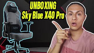 Unboxing silla gamer Sky Blue X40 Pro ST GAMING [upl. by Pisarik]