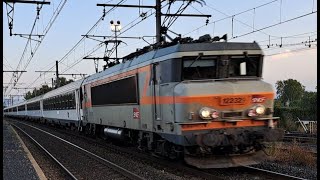 SNCF Intercité with locomotive BB 22200 Nez Cassé arriving at Rivesaltes  France trains [upl. by Pamella517]