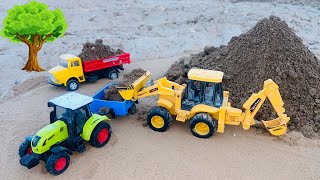 Toy JCB 3DX Backhoe fully loading sand in Swaraj tractor Trolley Video  Tractor JCB cartoon Video [upl. by Robby]