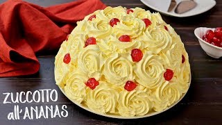 TORTA ZUCCOTTO ALLANANAS SENZA COTTURA Ricetta Facile  No Bake Pineapple Rose Cake Easy Recipe [upl. by Lissie820]