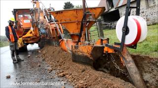 Gros chantier denfouissement de lignes électriques HTA entre Flers et Tinchebray dans lOrne [upl. by Nairbo991]