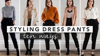 10 Different Ways to Style Black Dress Pants Simple amp Minimal Outfit Ideas  by Erin Elizabeth [upl. by Anneuq]