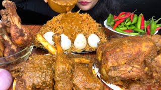 ASMR EATING FRIEDRICEMUTTON KOSHAWHOLE CHICKEN CURRYCHICKEN LEGPIECE FRY [upl. by Lusty]