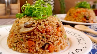 Classic Chinese Vegan Rice Cooker Mushroom Rice 蘑菇饭 Chinese OnePot Lunch Dinner Meal Recipe [upl. by Aneg]