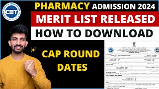 B Pharmacy Provisional Merit List Released 2024  Pharmacy Cap Round Dates 2024 [upl. by Toft336]