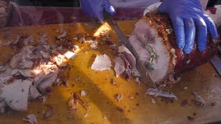 Focaccia with Roasted Pork in a Wood Fired Oven Italian Street Food [upl. by Beasley]