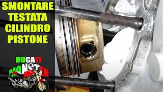 DUCATI MONSTER 2v 600 750 900 COME SMONTARE TESTATA CILINDRO E PISTONE [upl. by Netsirt]