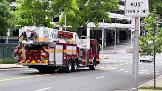 White Plains Tower Ladder 6 taking in a Commercial alarm on Mamaroneck Ave with E65 51924 [upl. by Rosaline]