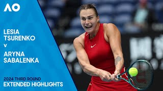 Lesia Tsurenko v Aryna Sabalenka Extended Highlights  Australian Open 2024 Third Round [upl. by Eisac]