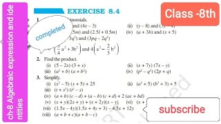 Algebraic expression and identities chapter 8Ex84Q2 iii iii ampivClass8 MathsCBSE 202425 [upl. by Araccat51]