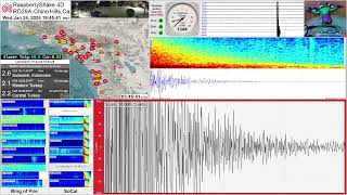 M 42  San Bernardino 12424  RaspberryShake 4D Seismograph RD29A  Chino Hills CA [upl. by Ayarahs]