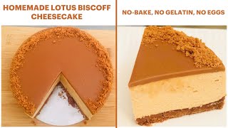 NoBake Homemade Lotus Biscoff Cheesecake  NO Gelatin NO Eggs  Easy Eggless Cheesecake Recipe [upl. by Adnyl12]