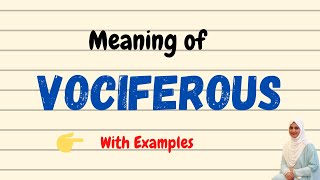 Daily vocabulary  Vociferous Meaning  Vocabgram [upl. by Bihas]