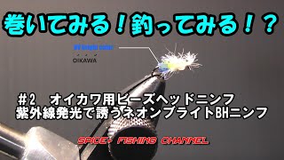 【オイカワ フライフィッシング】紫外線発光でアピール！クリスタル系ネオンブライトビーズヘッドニンフをタイイングします [upl. by Lipfert]