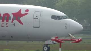 Corendon Airlines Europe B737800 Takeoff Groningen Airport Eelde [upl. by Reave]