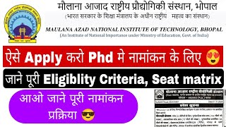 Maulana azad phd admission update 2024 phd admission form kaise bhare Eligibility seats phd [upl. by Asial556]