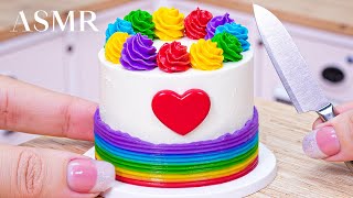 Rainbow Buttercream Cake❤ Satisfying ASMR Miniature Cake Decorating [upl. by Hernandez304]