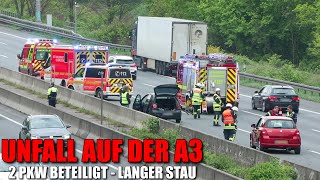 AUFFAHRUNFALL AUF DER A3  2 PKW beteiligt  Langer Stau  Feuerwehr Leverkusen im Einsatz [upl. by Ramsey469]