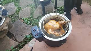 Turkey Frying On Electric Fryer [upl. by Aihcrop]