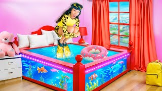 I Turned My Daughters Bed into a Fish Tank Surprise  Familia Diamond [upl. by Toland]