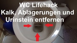 Hartnäckige Kalkflecken Urinstein entfernen Toilette WC Klo reinigen putzen Essig und Backpulver [upl. by Tenn]