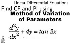 14 Method of Variation of Parameters  Problem1  DIFFERENTIAL EQUATIONS OF HIGHER ORDER [upl. by Halyk]