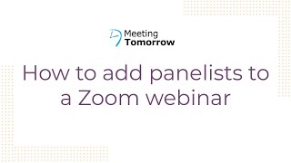 How to add panelists to a Zoom webinar [upl. by Aisanat]