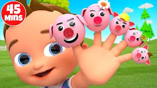 Pig Finger Family Song Baby Nursery Rhymes colorful cars colors for kids 45 mins collection video [upl. by Finegan398]