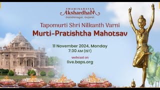 Tapomurti Shri Nilkanth Varni MurtiPratishtha Mahotsav Akshardham Gandhinagar India 11 Nov 2024 [upl. by Doownyl]