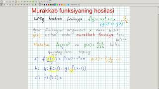 Murakkab funksiyaning hosilasi Algebra 11sinf 9dars [upl. by Wetzel]