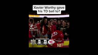 Xavier Worthy gives TD ball to Mom in the stands on MNF football chiefs nfl [upl. by Austine859]