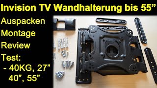 Invision Wandhalterung bis 55 Zoll HDTVE  Auspacken Montage Test 40 KG 27quot 40quot Monitor 55quot TV [upl. by Leonteen]