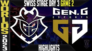 G2 vs GEN Highlights Game 2  Worlds 2023 Swiss Stage Day 3 Round 3  G2 Esports vs GENG G2 [upl. by Harman]