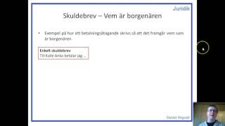 Fordringsrätt Låna pengar  Del 13  Skuldebrev  Exempel Vem är borgenär [upl. by Roon]