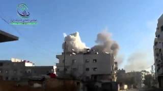 Syrian Air Force Jet Drops Large Bomb On Apartment Building [upl. by Davey]